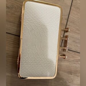 BCBGMaxAzria Cream and Gold Clutch